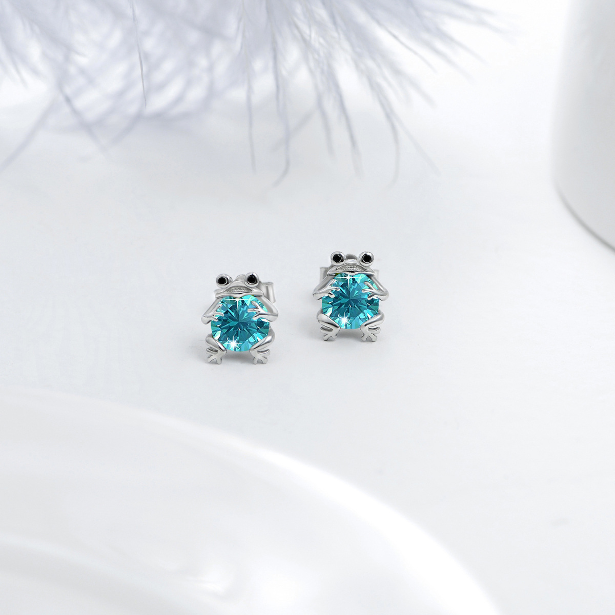 Boucles d'oreilles grenouille en argent sterling avec zircon cubique-3