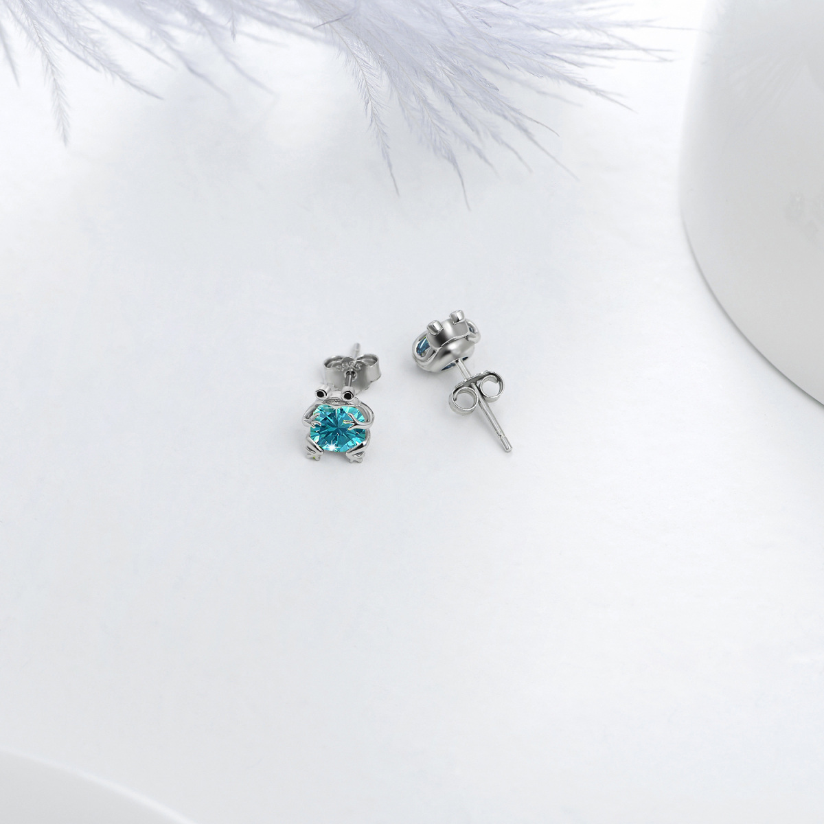 Boucles d'oreilles grenouille en argent sterling avec zircon cubique-4