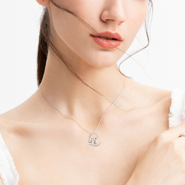 Collier en argent sterling avec pendentif Girafe et coeur en zircon cubique avec mot gravé-2