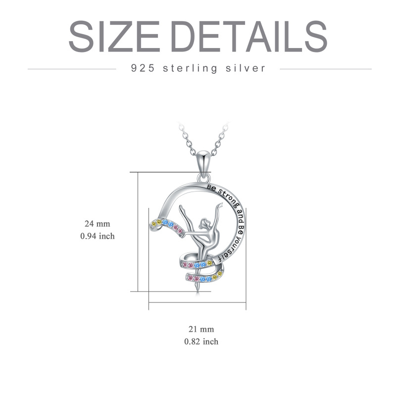 Srebrny naszyjnik z cyrkoniami w kształcie koła z wygrawerowanym słowem-5