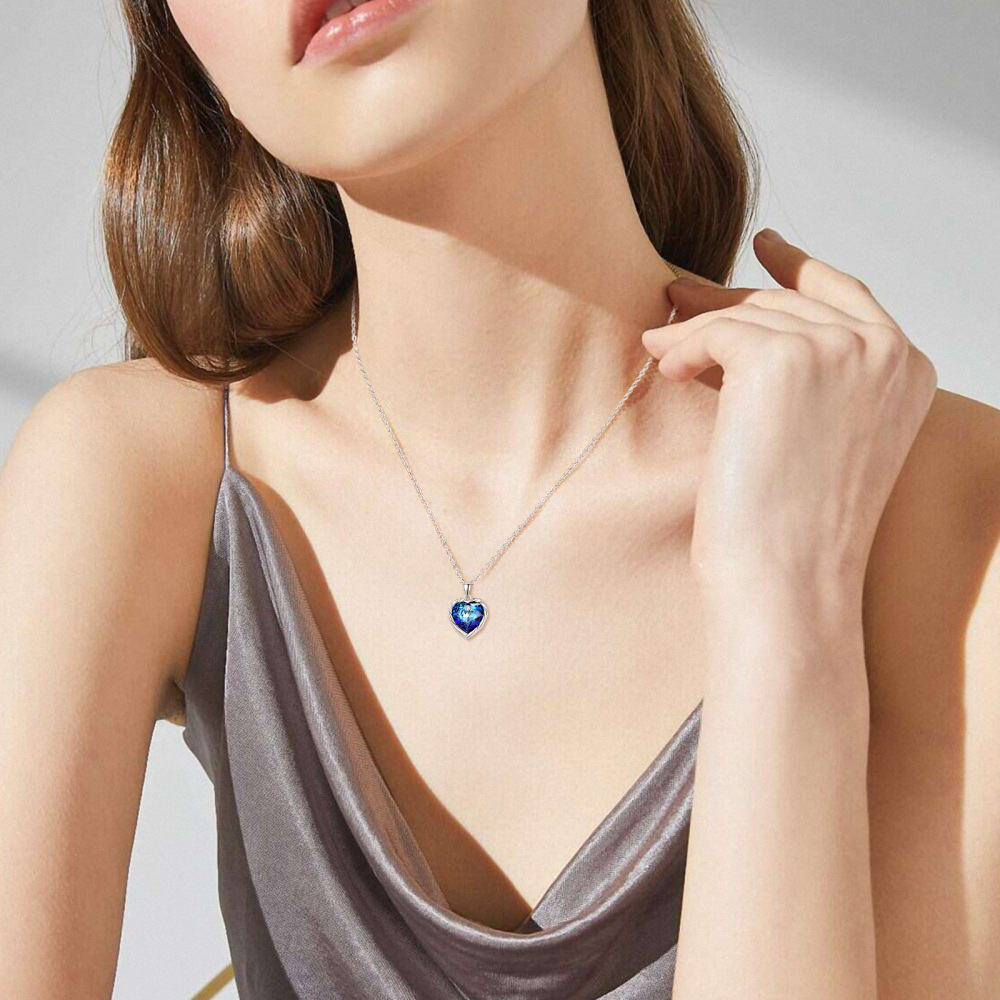 Collier à pendentif en argent sterling avec cristal circulaire et zircon pour femme-4