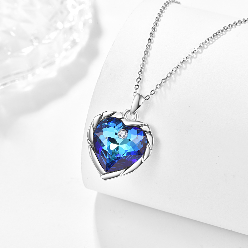 Collier à pendentif en argent sterling avec cristal circulaire et zircon pour femme-5