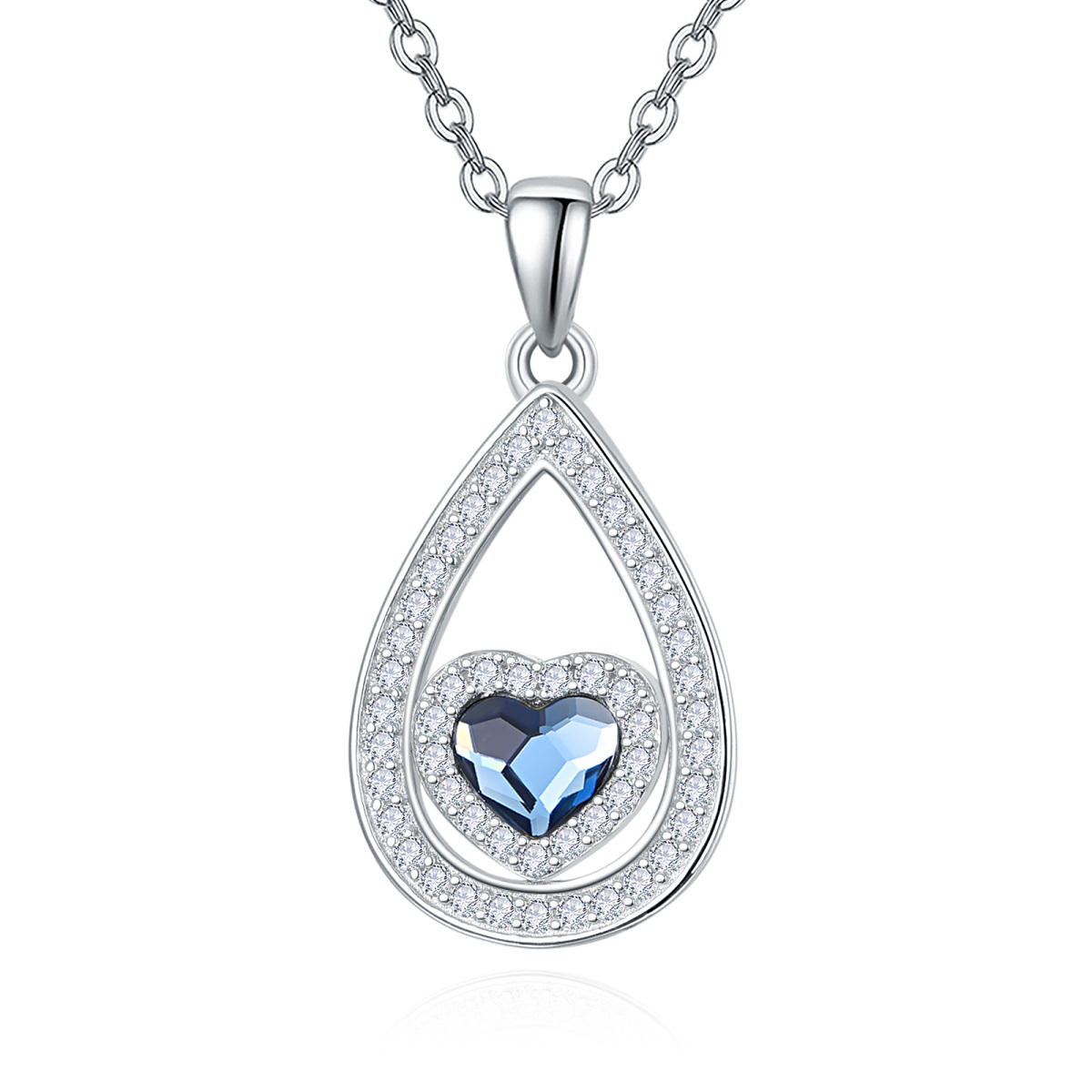 Collier en argent sterling pour cendres en forme de cercle et de coeur en cristal-1