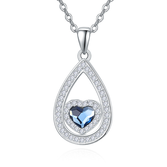 Sterling Silver Circular Shaped & Heart Shaped Crystal Heart Urn Necklace for Ashes