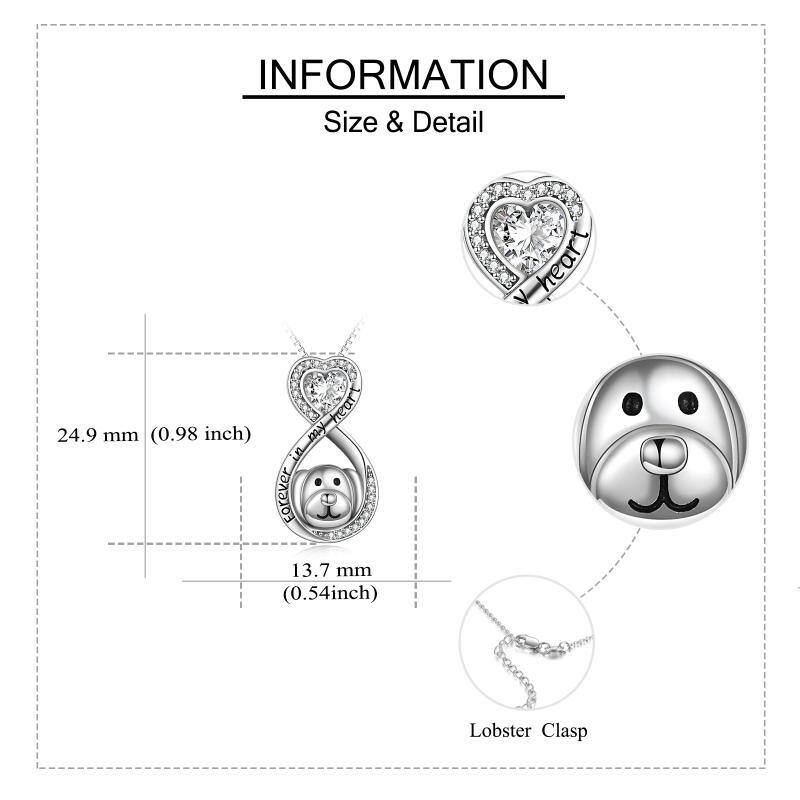 Collier Urne en Argent Sterling Cœur avec Zircone Cubique Chien et Symbole de l'Infini pour Cendres-6