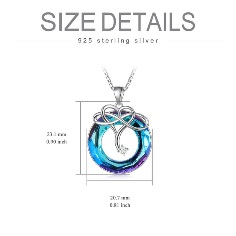 Collier en argent sterling avec pendentif en cristal en forme de coeur circulaire et symbo-7