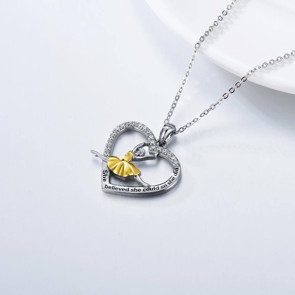 Collana con ciondolo a forma di cuore circolare in argento sterling con parola incisa-4