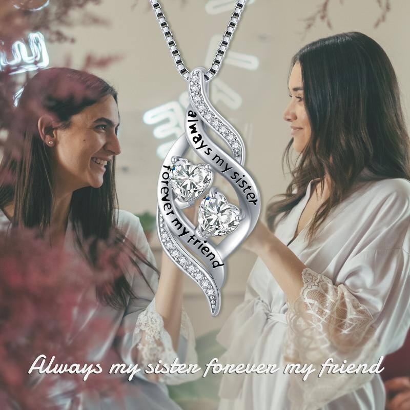 قلادة دائرية من الفضة الإسترلينية مرصعة بالزركونيا المكعبة على شكل قلب للنساء-5