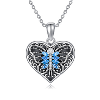 Sterling Silver Circular Shaped Heart Personalized Photo Locket Necklace-55