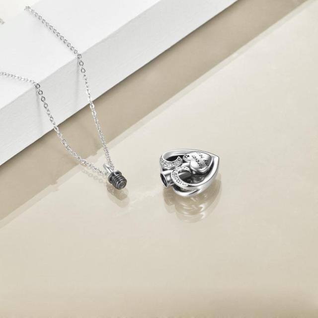 Collana d'argento a forma di cerchio con cuore in zirconia cubica per le ceneri-3