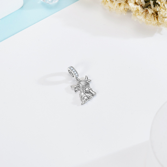 Pendentif en argent sterling avec zircon cubique en forme de vache Highland Charms-4