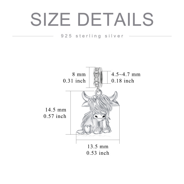 Colgante de plata de ley con forma circular de zirconia cúbica Vaca de las Tierras Altas-6