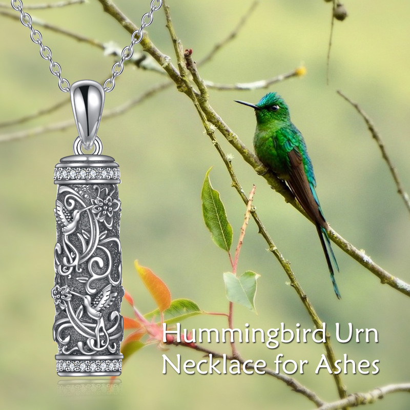 Colar de prata esterlina com zircónias cúbicas em forma de círculo e urna com barras para-3