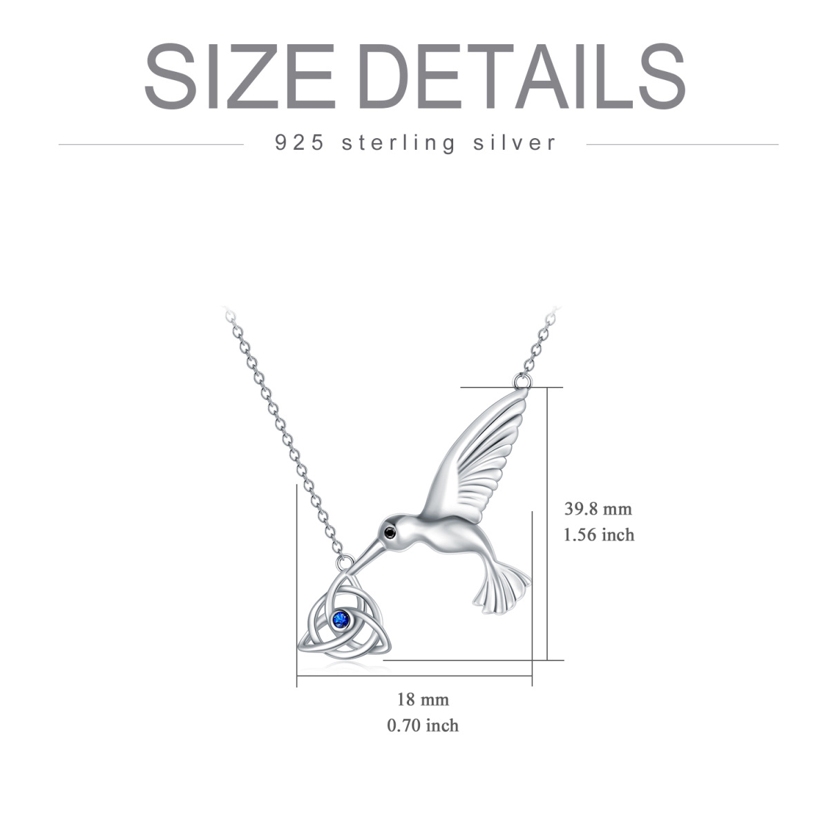 Collier en argent sterling avec pendentif colibri et nœud celtique en zircon cubique-5