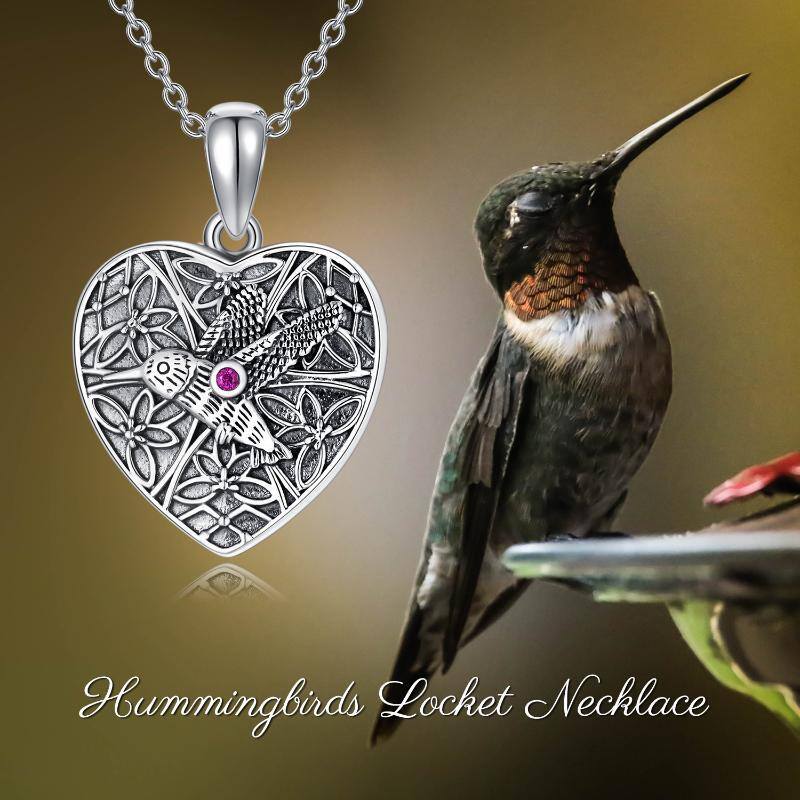 Collier en argent sterling de forme circulaire avec colibri, photo personnalisée et penden-7