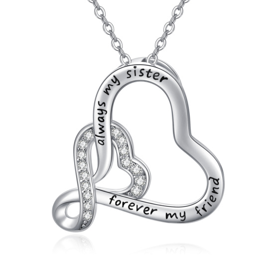 Sterling Silver Circular Shaped Cubic Zirconia Infinite Symbol Pendant Necklace