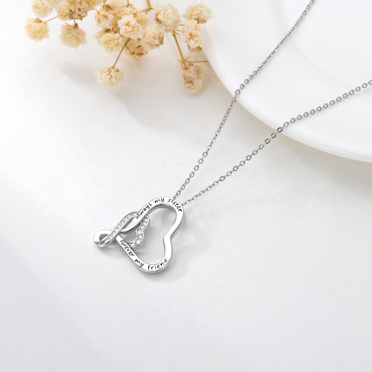 Collier en argent sterling avec pendentif symbole de l'infini en zircon cubique de forme c-5