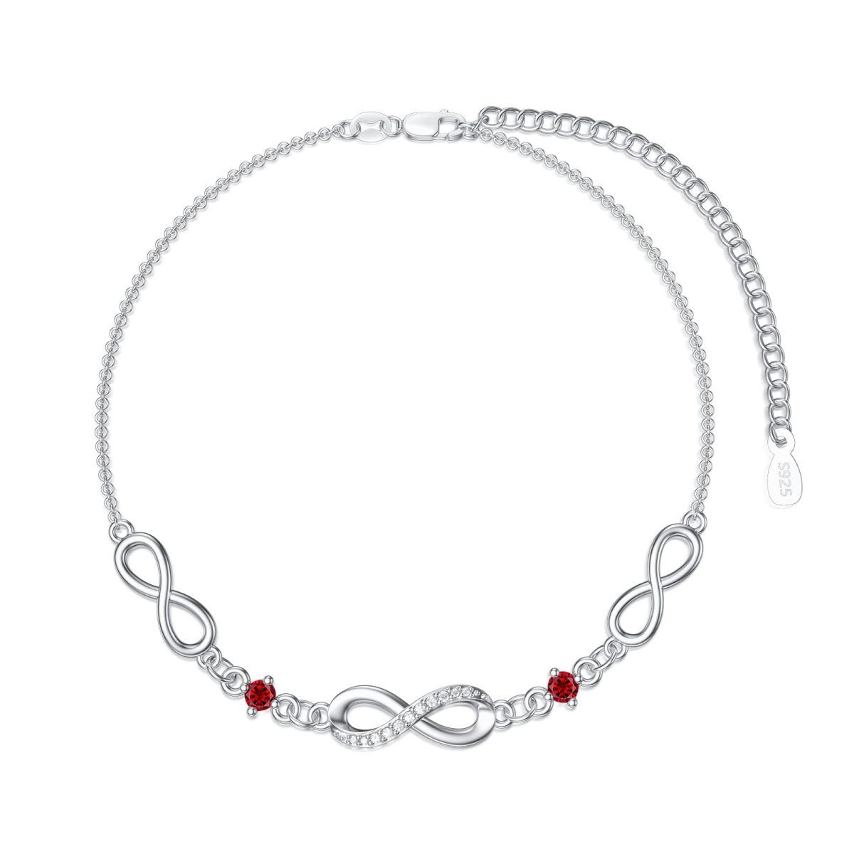 Pulsera colgante de plata de ley con forma circular y circonita símbolo del infinito-1