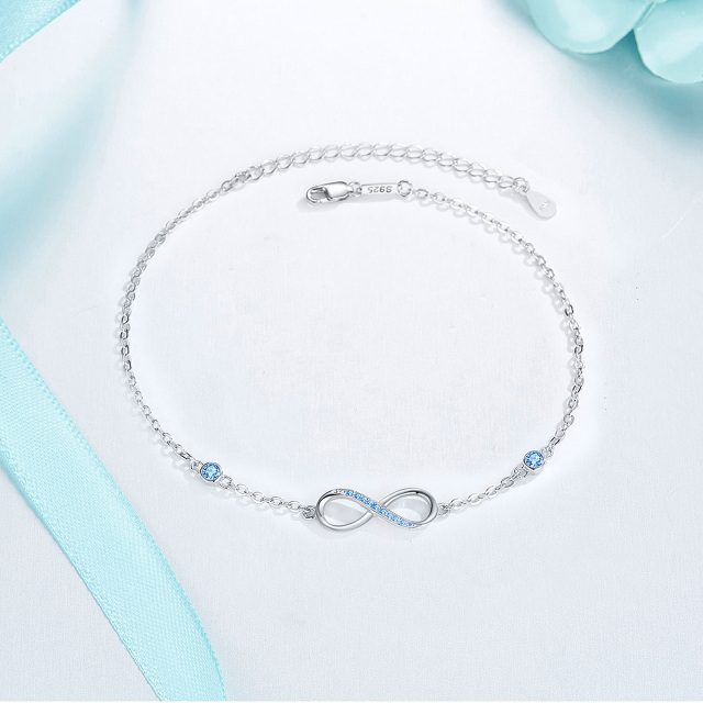 Sterling Silber kreisförmig Cubic Zirkonia Infinity Symbol einzelne Schicht Fußkettchen-4