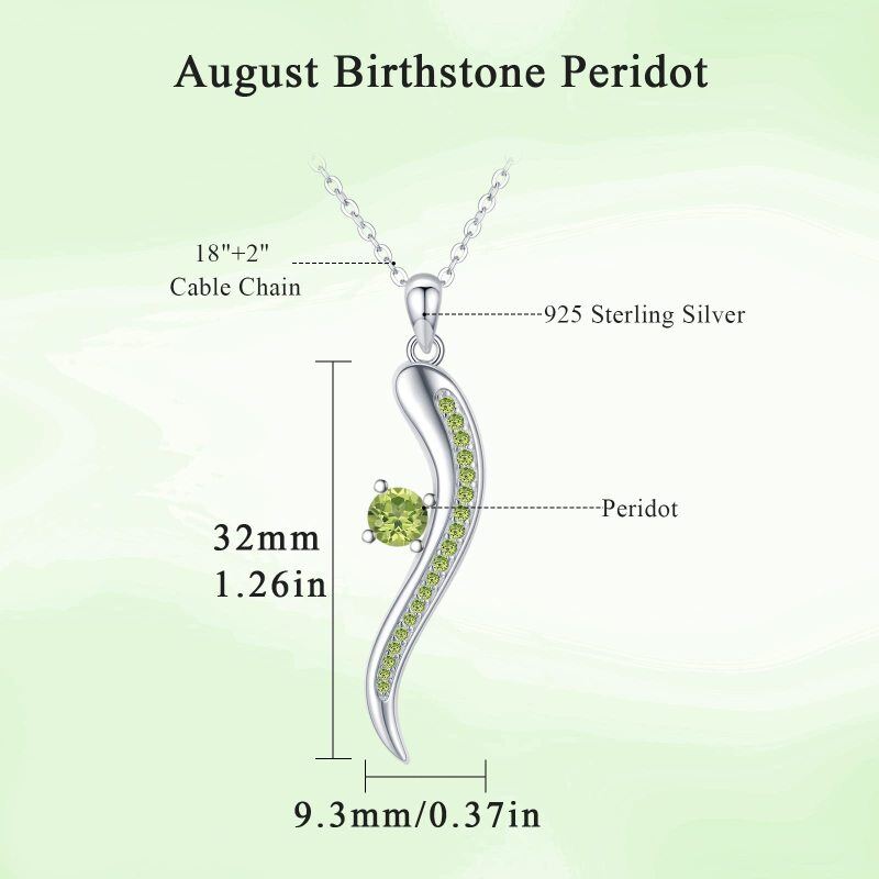 Colar de chifre italiano de zircônia cúbica verde de prata esterlina para mulheres-5