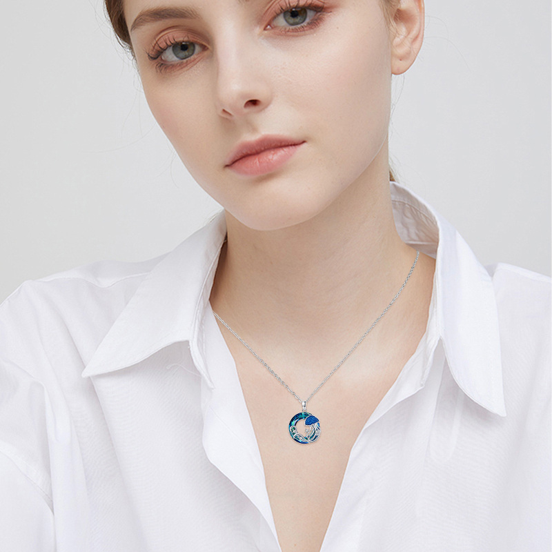 قلادة قنديل البحر الكريستالية الدائرية من الفضة الإسترلينية-2