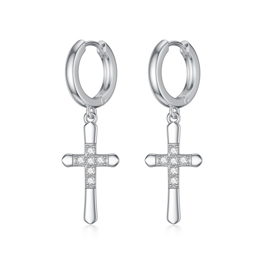 Orecchini a goccia in argento sterling con diamante creato in laboratorio a forma circolare