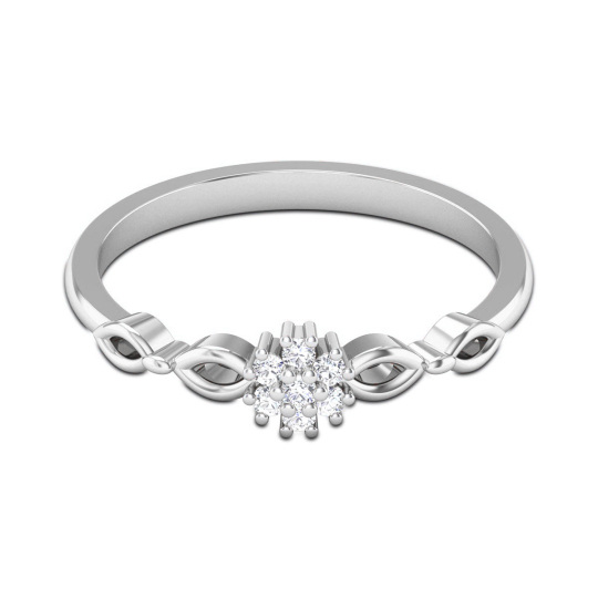 Sterling Silver Circular Shaped Lab Created Diamond Engagement Ring-1