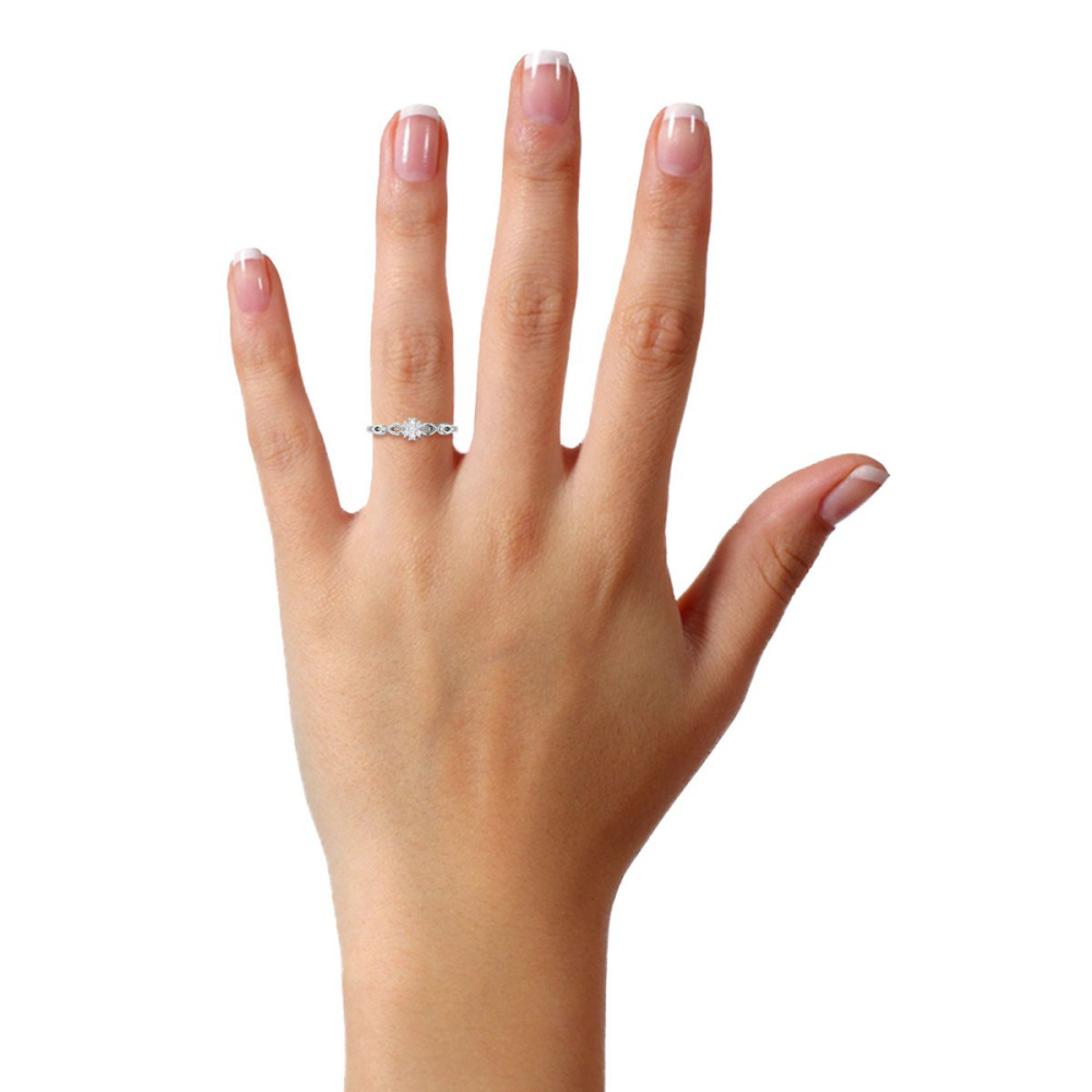 Sterling Silver Round Shaped Lab Created Diamond Custom Engagement Ring 3EX IGI Certified-2