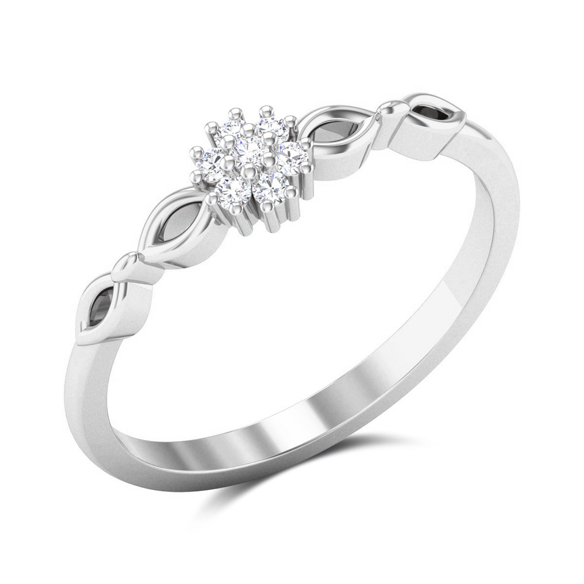 Sterling Silver Circular Shaped Lab Created Diamond Engagement Ring-3