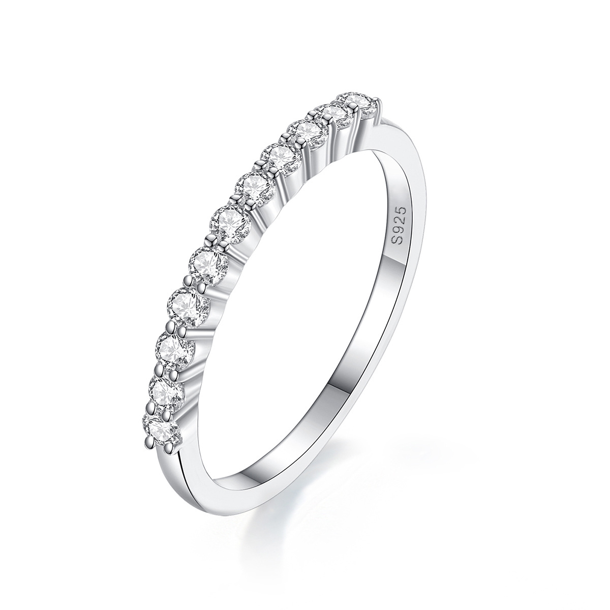 Bague de fiançailles en diamant de forme circulaire en argent sterling créée en laboratoire-1