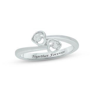 Sterling Silver Circular Shaped Lab Created Diamond Heart Engagement Ring-52