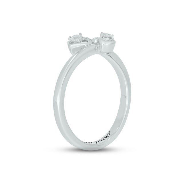 Sterling zilveren cirkelvormige Lab gemaakt Diamond Heart verlovingsring-2