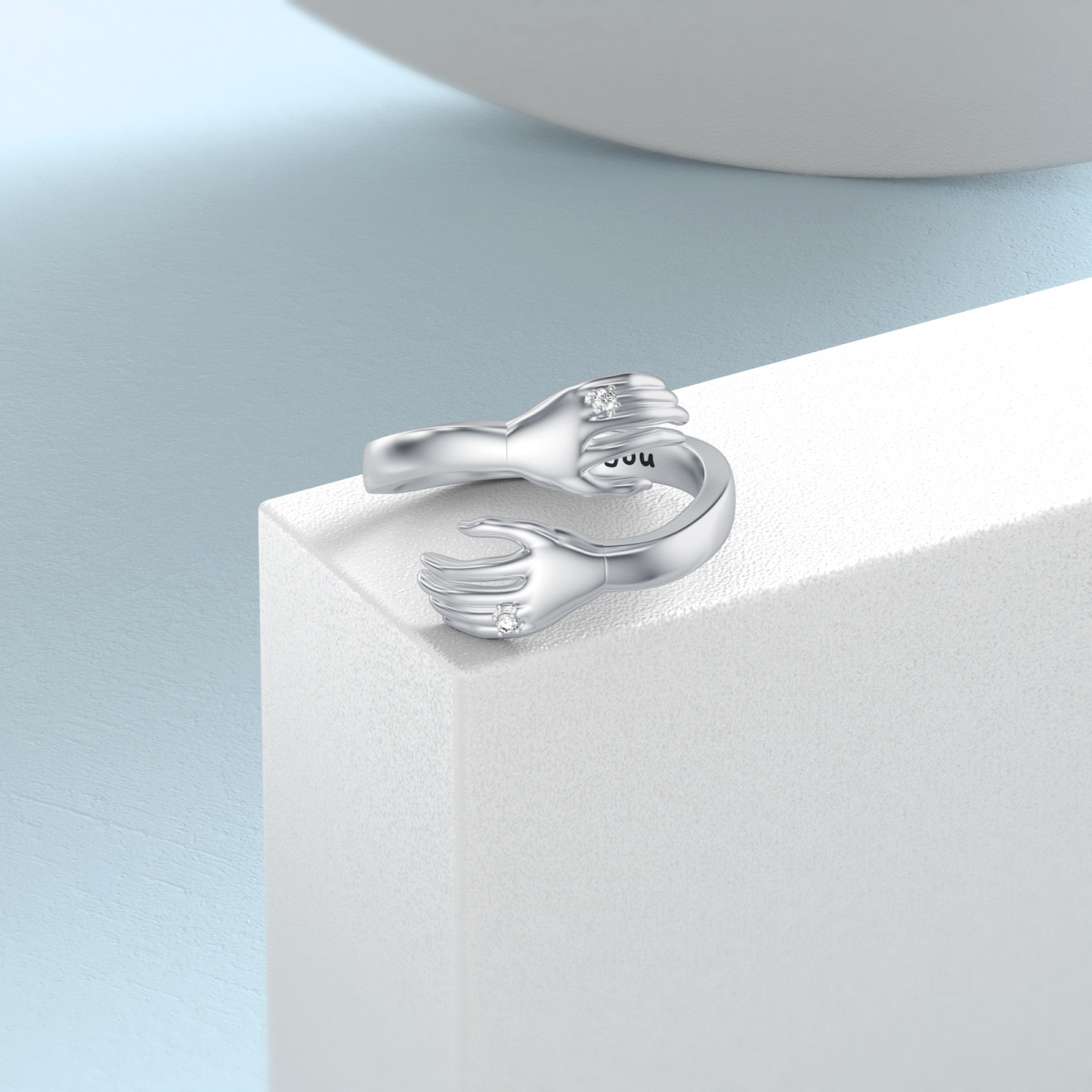 Sterling zilveren cirkelvormige Lab gemaakt Diamond Hug Ring-3