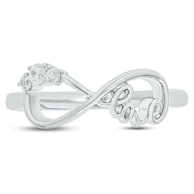 Sterling Silver Circular Shaped Lab Created Diamond Infinity Symbol Ring-3