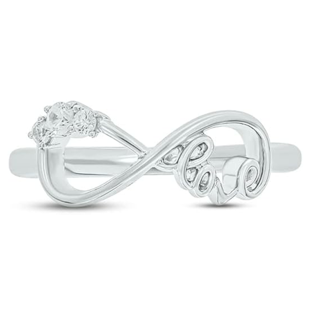 Sterling zilveren cirkelvormige Lab gemaakt Diamond Infinity symboolring-3