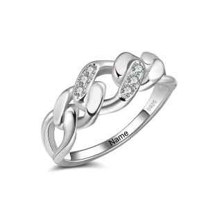 Sterling Silver Circular Shaped Lab Created Diamond Personalized Engraving Ring-19