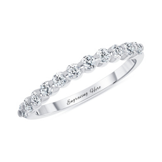 Sterling Silver Circular Shaped Lab Created Diamond Personalized Engraving Wedding Ring-2