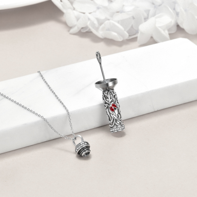 Sterling zilveren cirkelvormige Cubic Zirconia lieveheersbeestje & Tree Of Life Urn ketting voor as-3