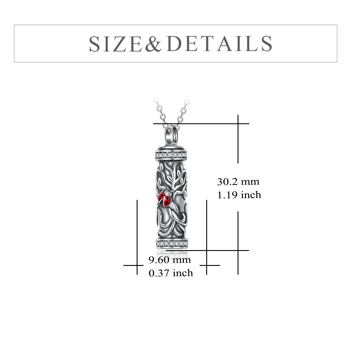 Collier en argent sterling pour cendres avec coccinelle et arbre de vie en zircone cubique-5