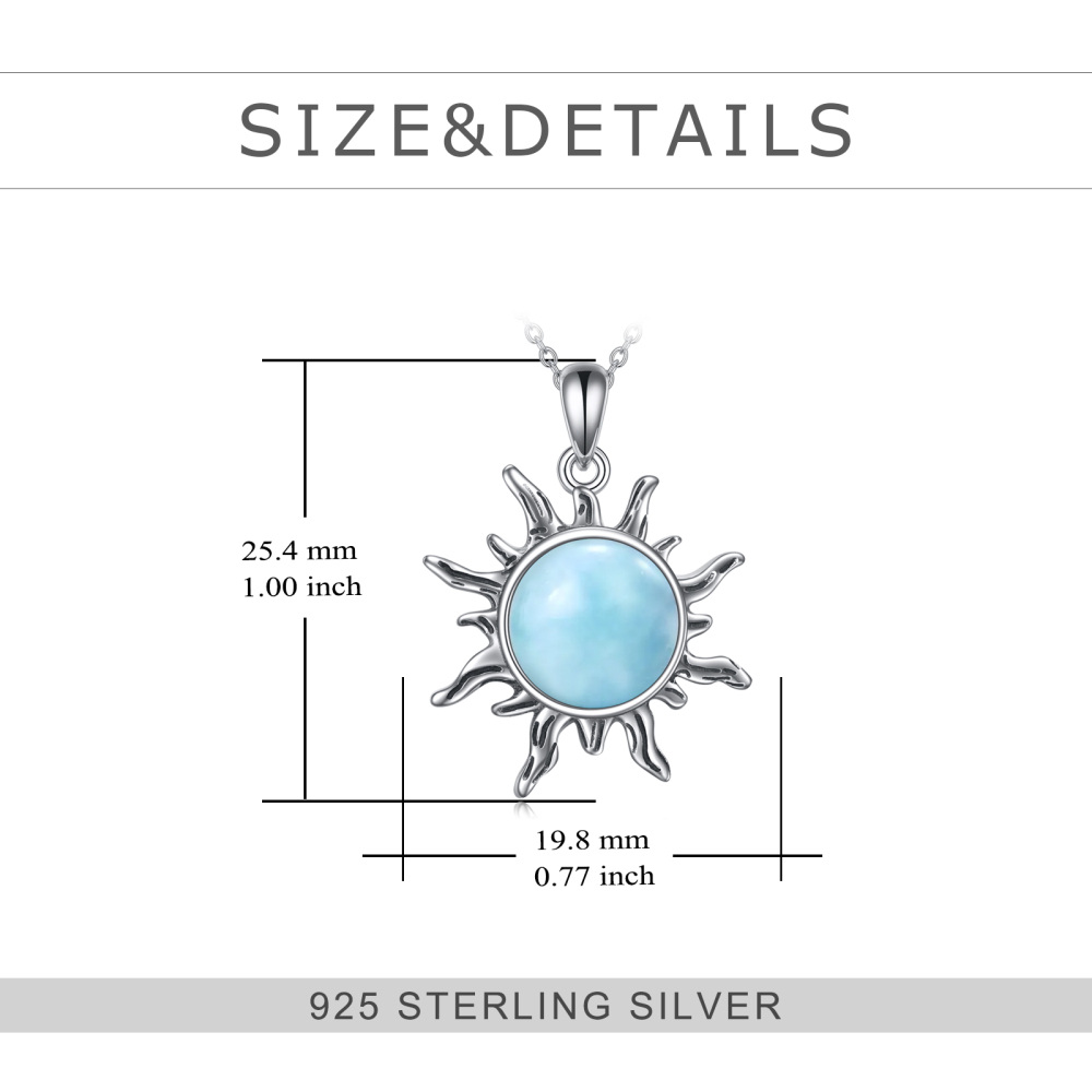 Sterling Silver Circular Lalimar Stone Sun Pendant Necklace for Women Men-5