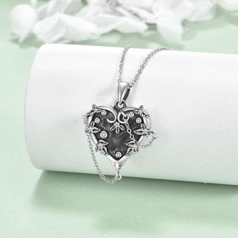 Colar com pingente de coração de bruxa, prata esterlina 925, joias góticas, dia das bruxas-3