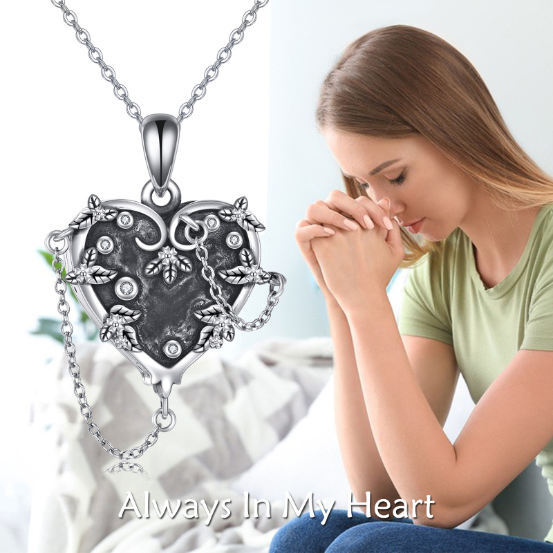 Colar com pingente de coração de bruxa, prata esterlina 925, joias góticas, dia das bruxas-6