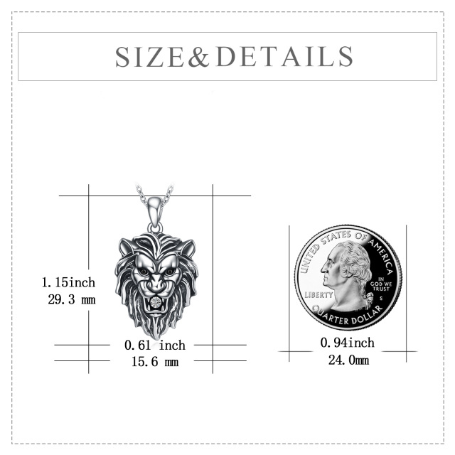 Sterling Silver Circular Shaped Cubic Zirconia Lion Urn Necklace for Ashes-5