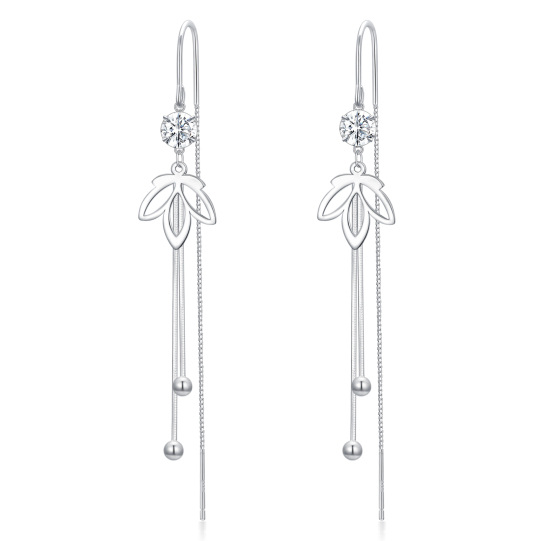 Boucles d'oreilles Lotus en argent sterling avec zircon cubique