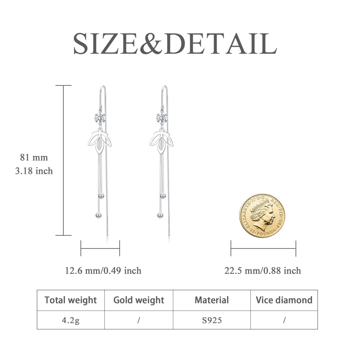 Orecchini a goccia in argento 925 a forma di cerchio con zircone cubico-6