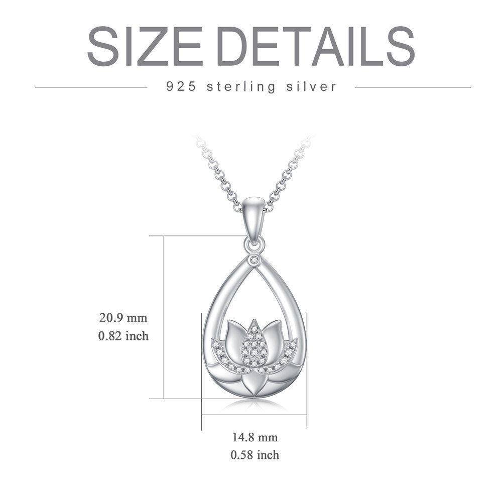 Sterling Silber kreisförmig Cubic Zirkonia Lotus Urne Halskette für Asche-5