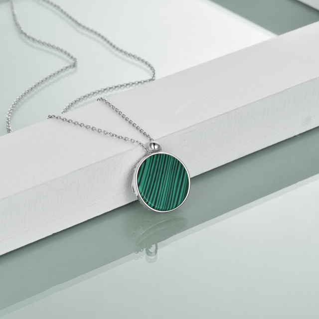 Collier en argent sterling avec pendentif arbre de vie en malachite de forme circulaire-4