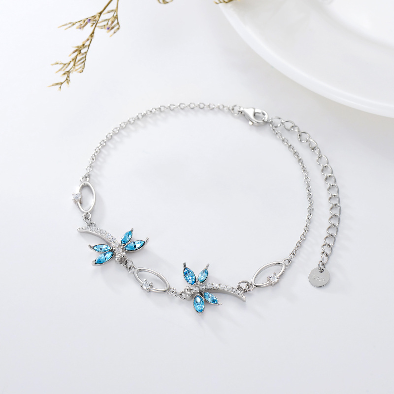 Bracelet en argent sterling avec pendentif libellule en cristal marquise et oxyde de zirconium pour femme-3