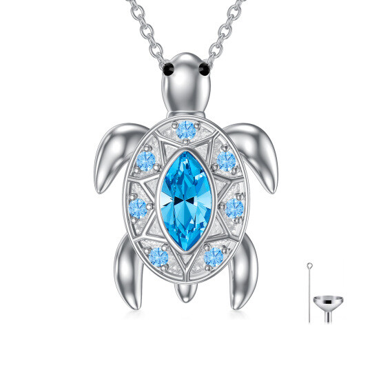 Collier en argent sterling pour cendres en forme de tortue de mer en cristal de forme circ