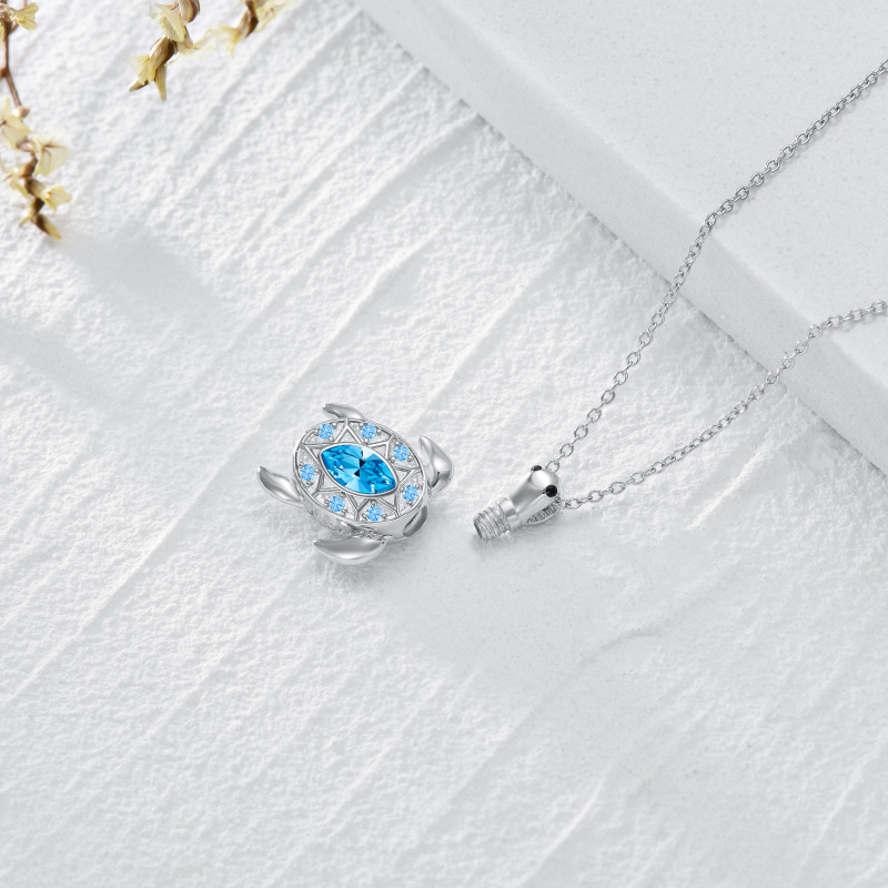 Sterling Silver Crystal Sea Turtle Urn Necklace for Ashes-4
